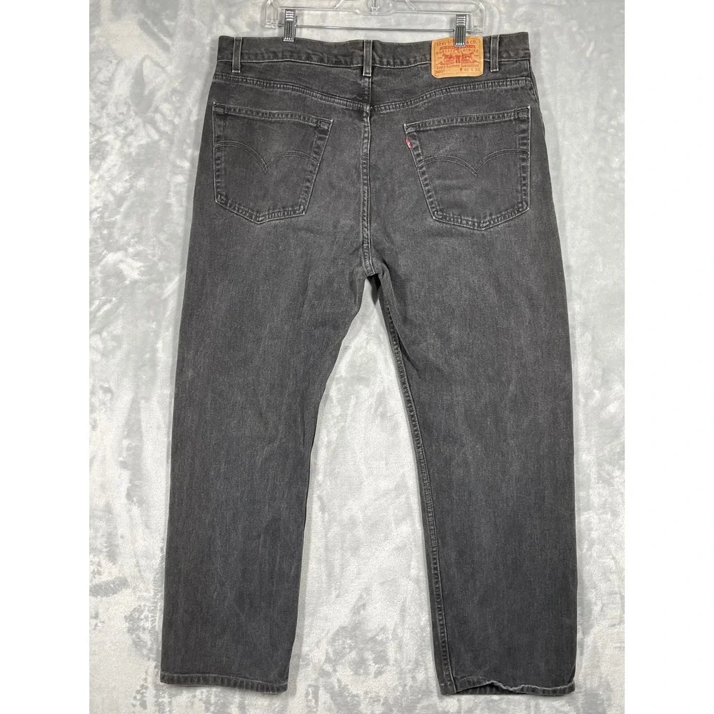 Levis 505 Regular Fit Jeans Mens 42x30 Faded Black Straight Leg Denim Vintage